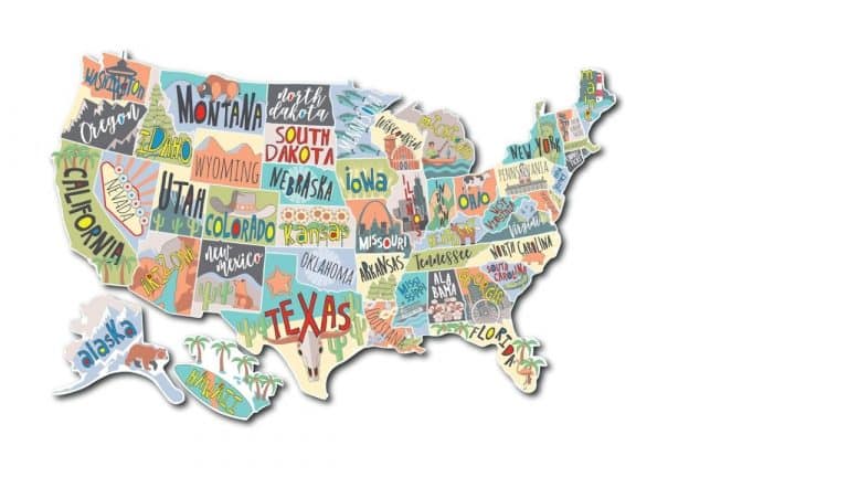 USA state sticker map