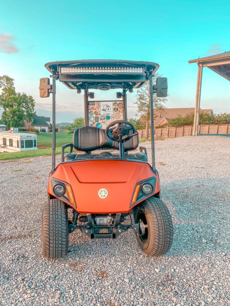Orange golf cart