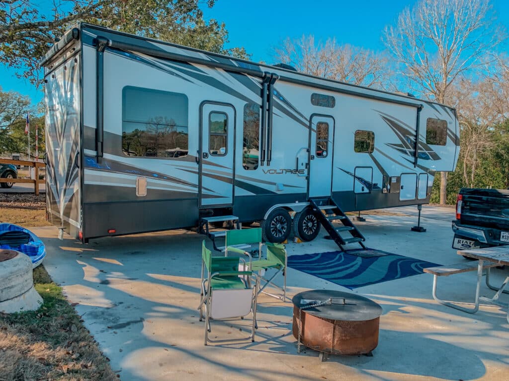 campsite setup in Livingston, TX