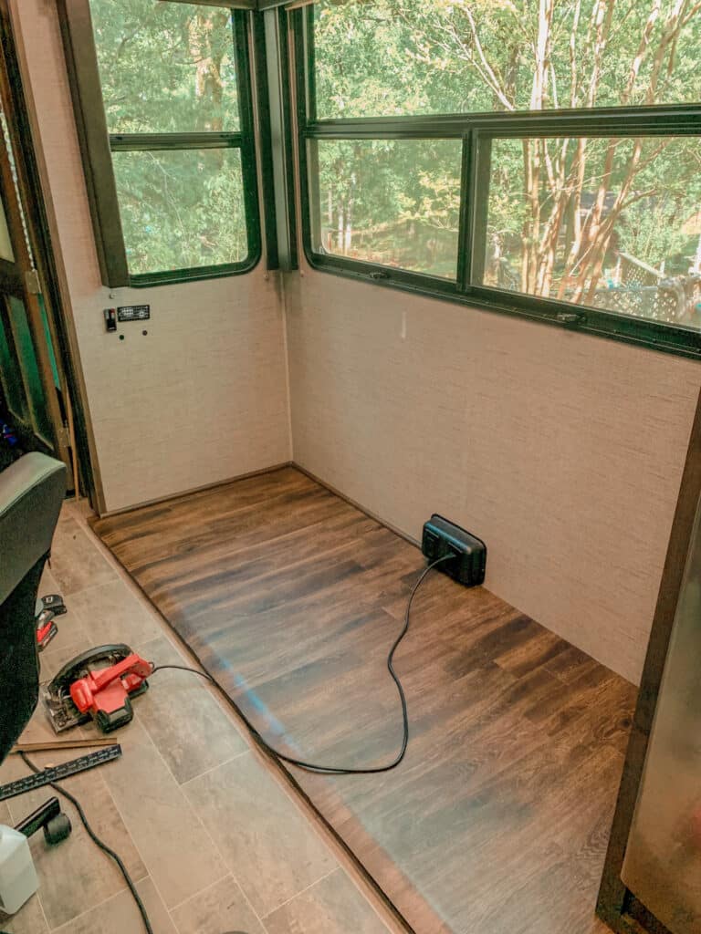 Replacing flooring in RV living room slide out