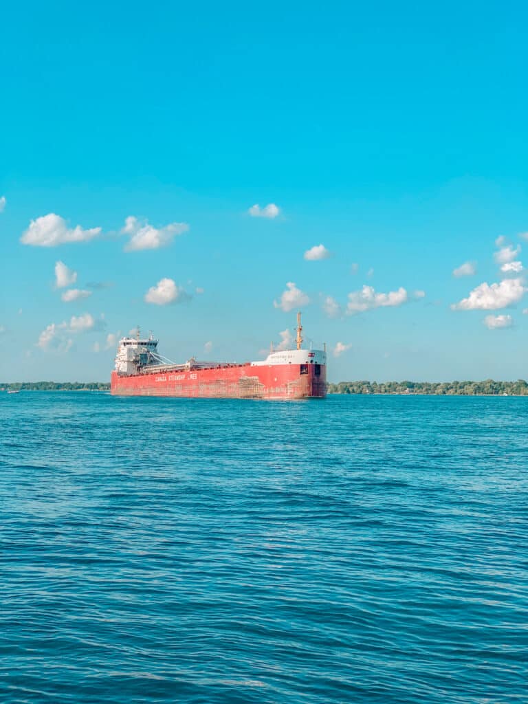 Ship on St. Clair River Michigan