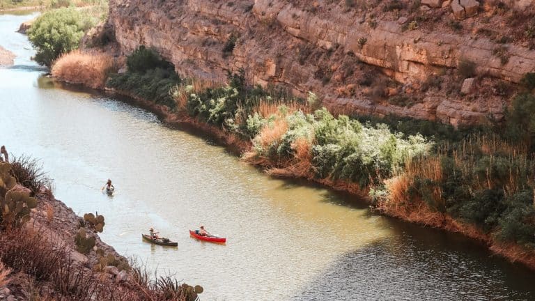 Three canoes floating the Rio Grande and into Santa Elena Canyon