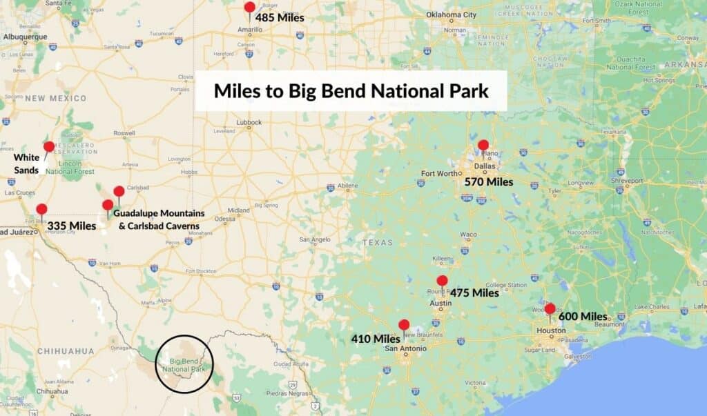 Map of cities near big bend