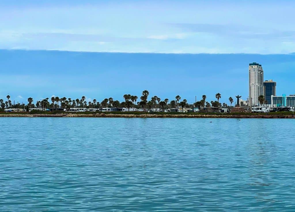 View of Isla Blanca RV Park from the water
