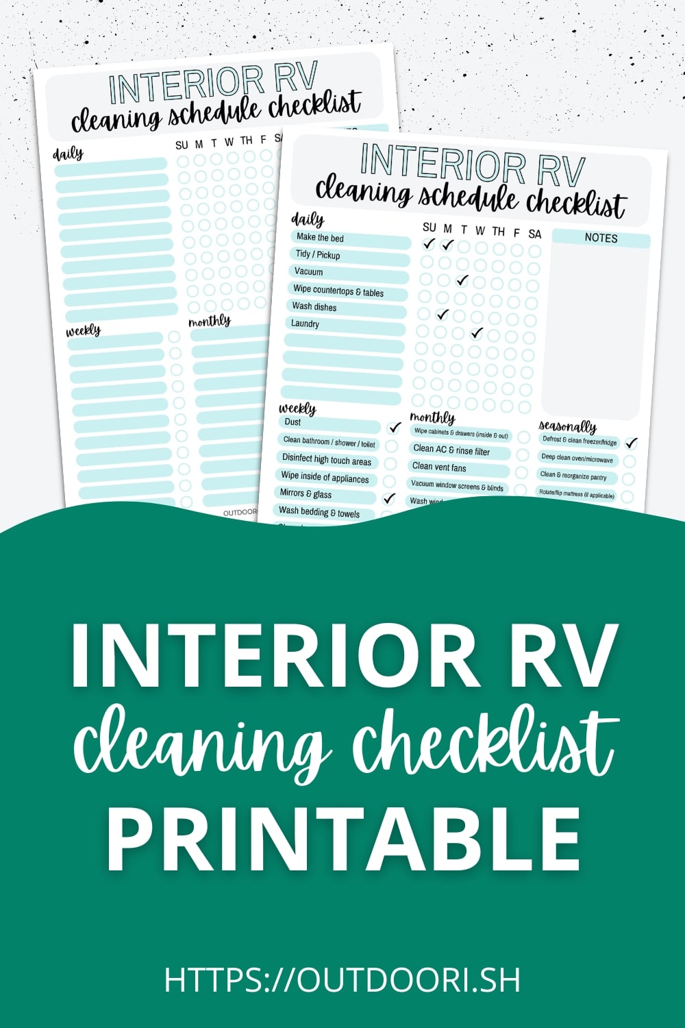 Mockup of the Interior RV cleaning checklist printable