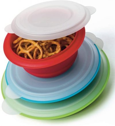 set of collapsible bowls with lids