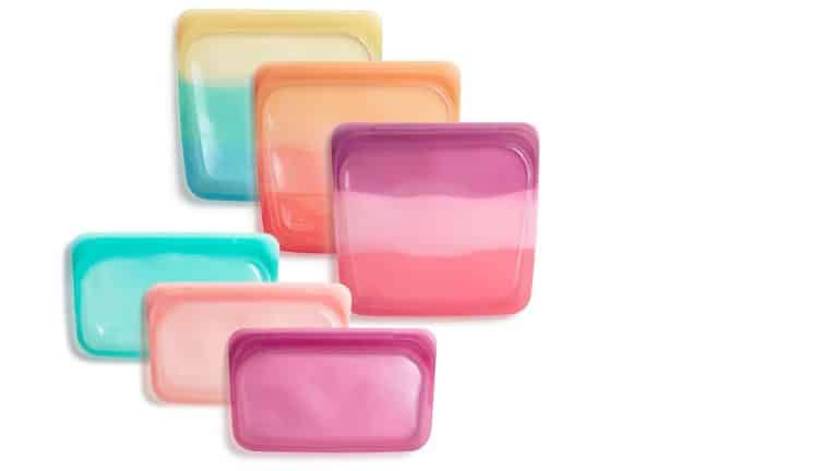 Colorful reusable silicone food bags