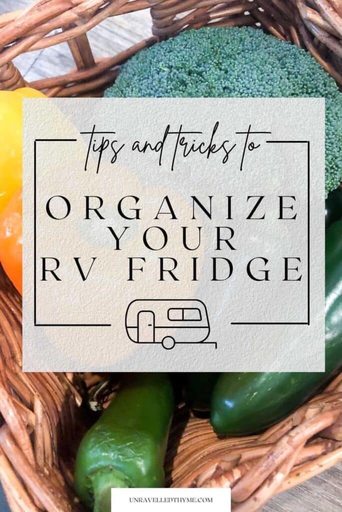 RV fridge organization basket of veggies