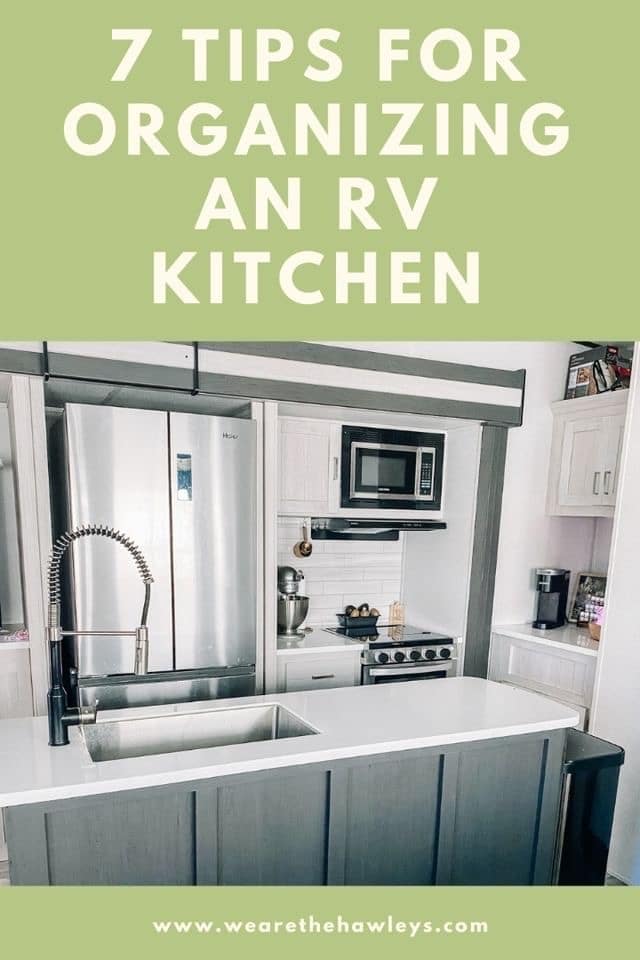 Grey and White RV Kitchen Organization Tips