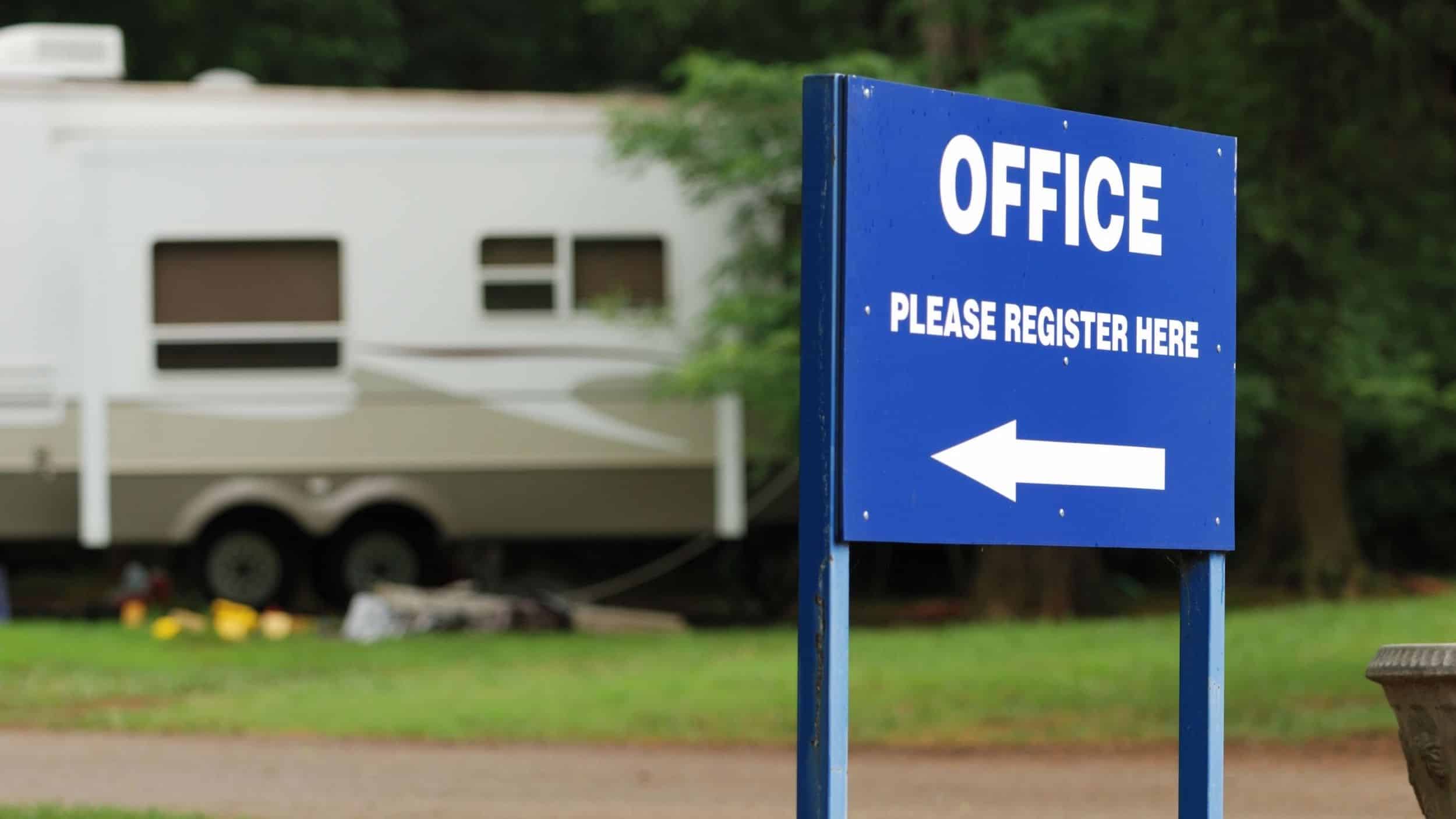 Campground office sign