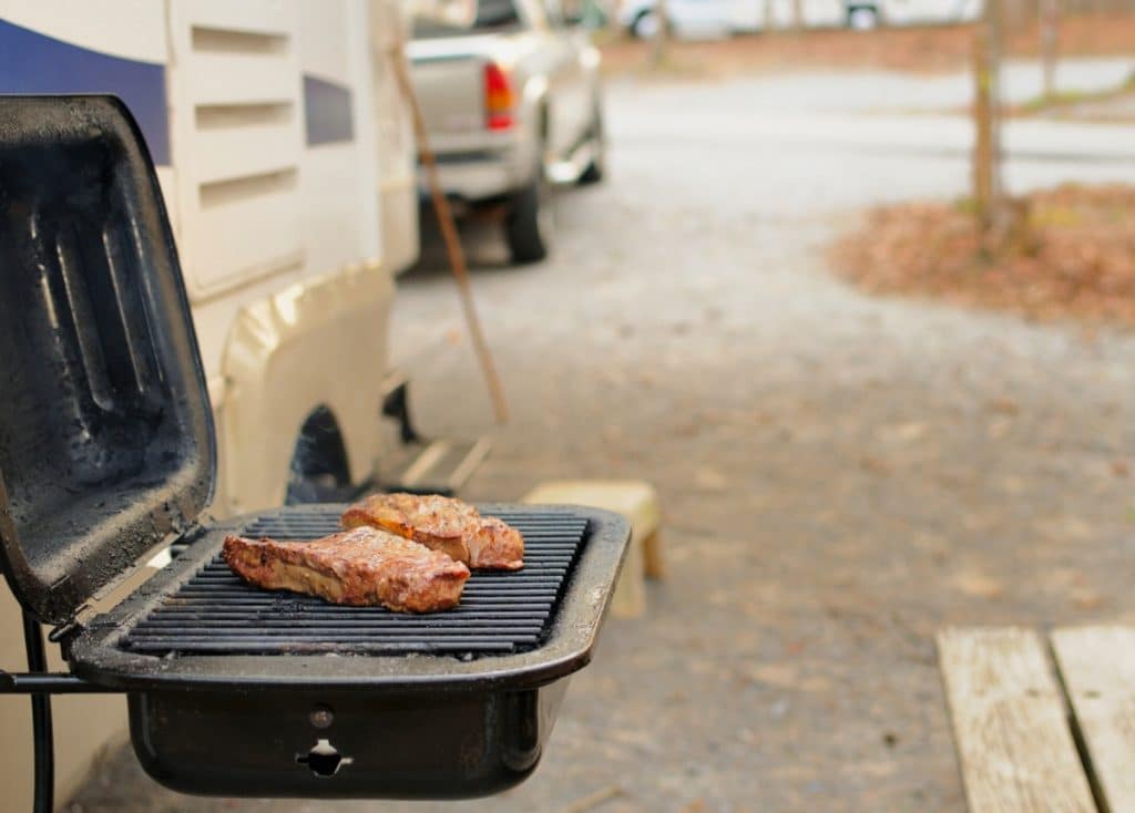 RV mounted grill